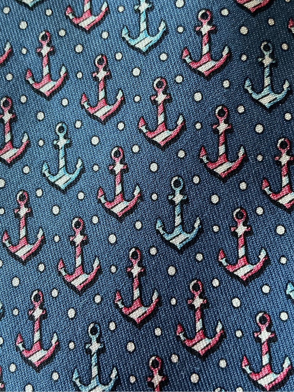 NWT VINEYARD VINES MENS 100% SILK TIE Navy ANCHOR CANDY CANE MADE IN USA. Preppy - Picture 8 of 8